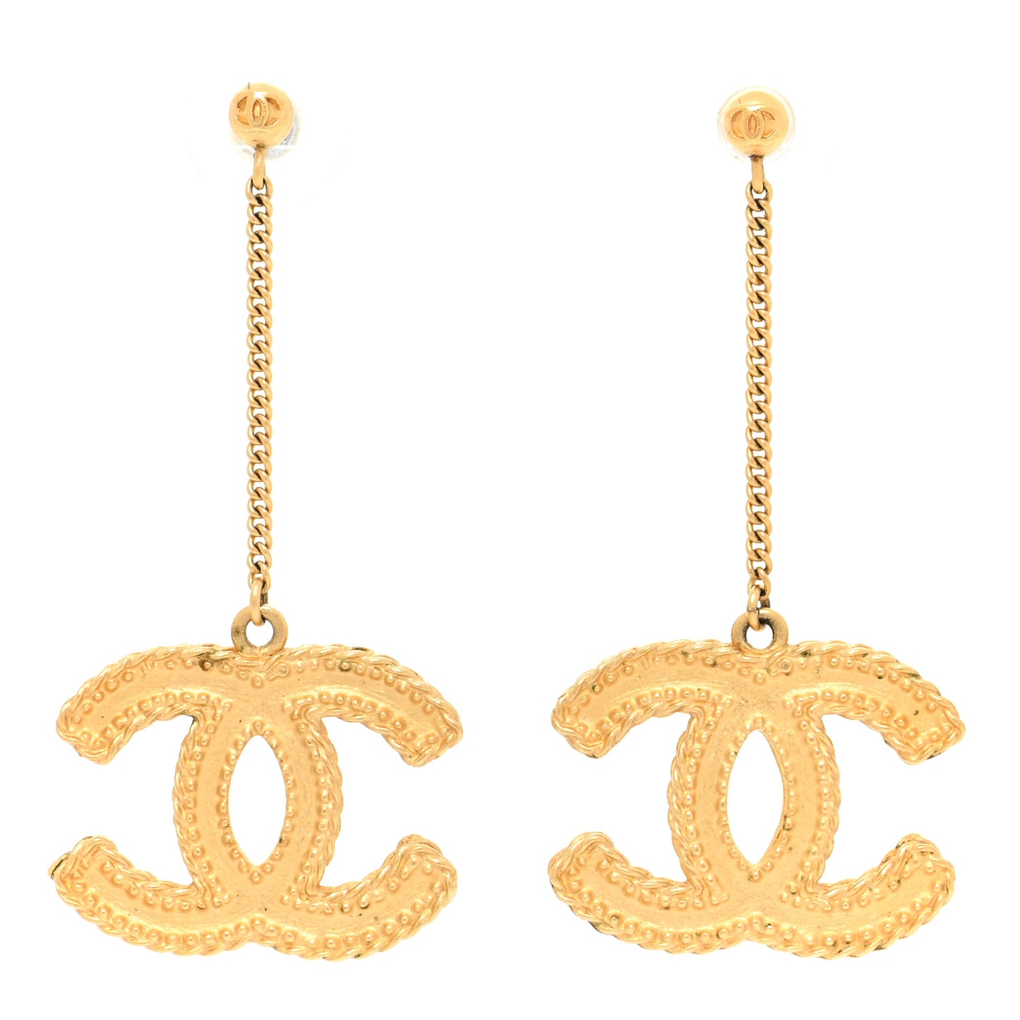 CC Drop Earrings Matte Gold