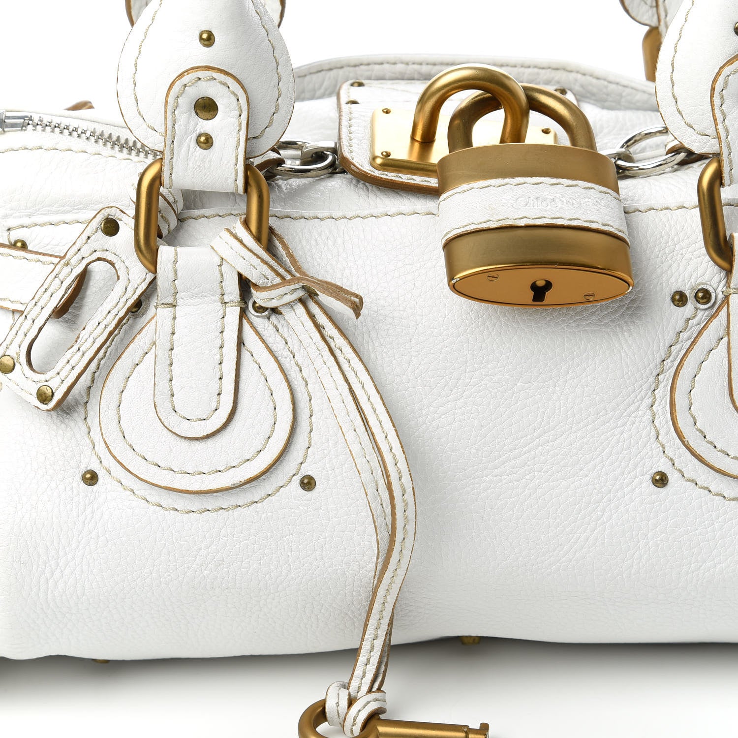 Chloe Calfskin Medium Paddington Satchel White 10 of 14