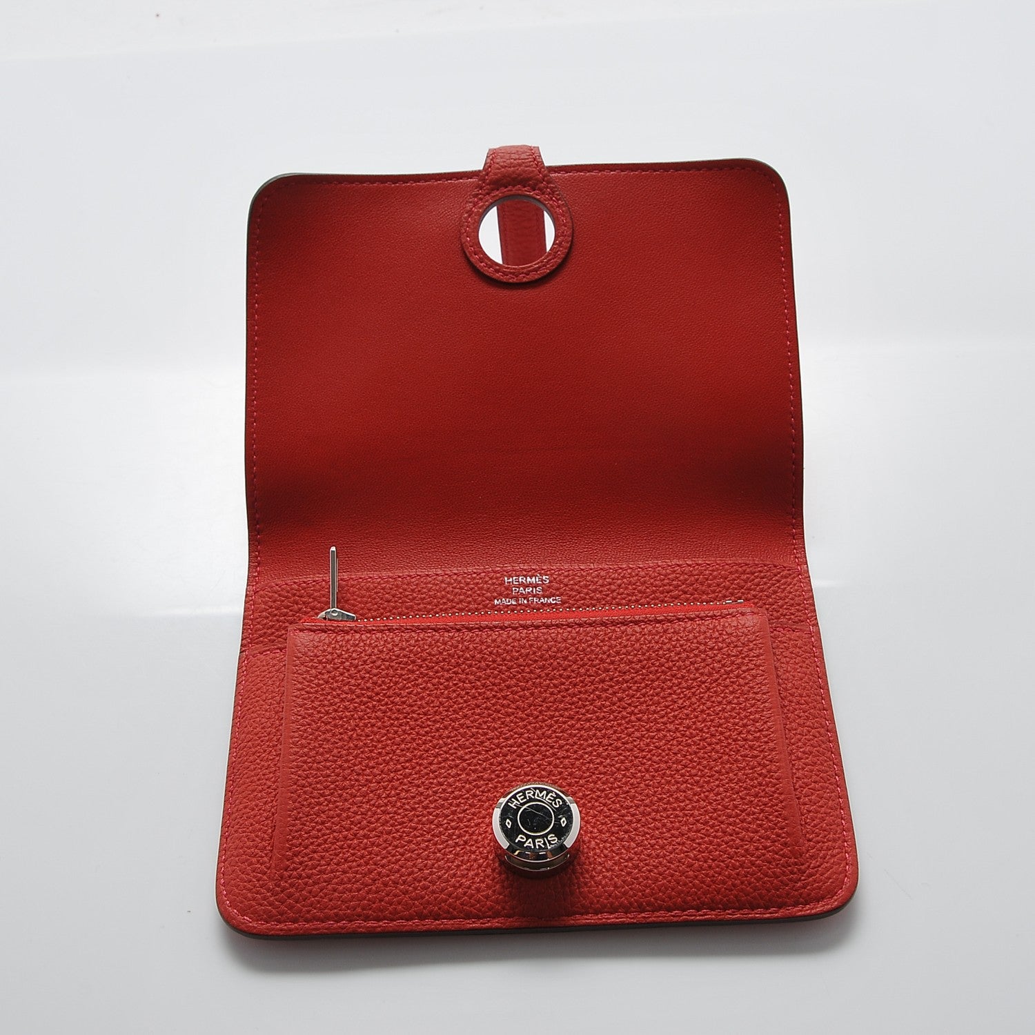 Hermes Togo Dogon Compact Shadow Wallet Rouge Pivoine 5 of 8