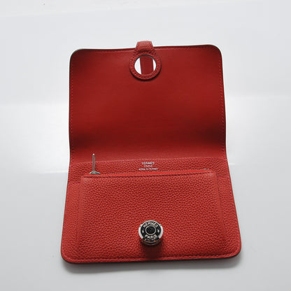 Hermes Togo Dogon Compact Shadow Wallet Rouge Pivoine 5 of 8