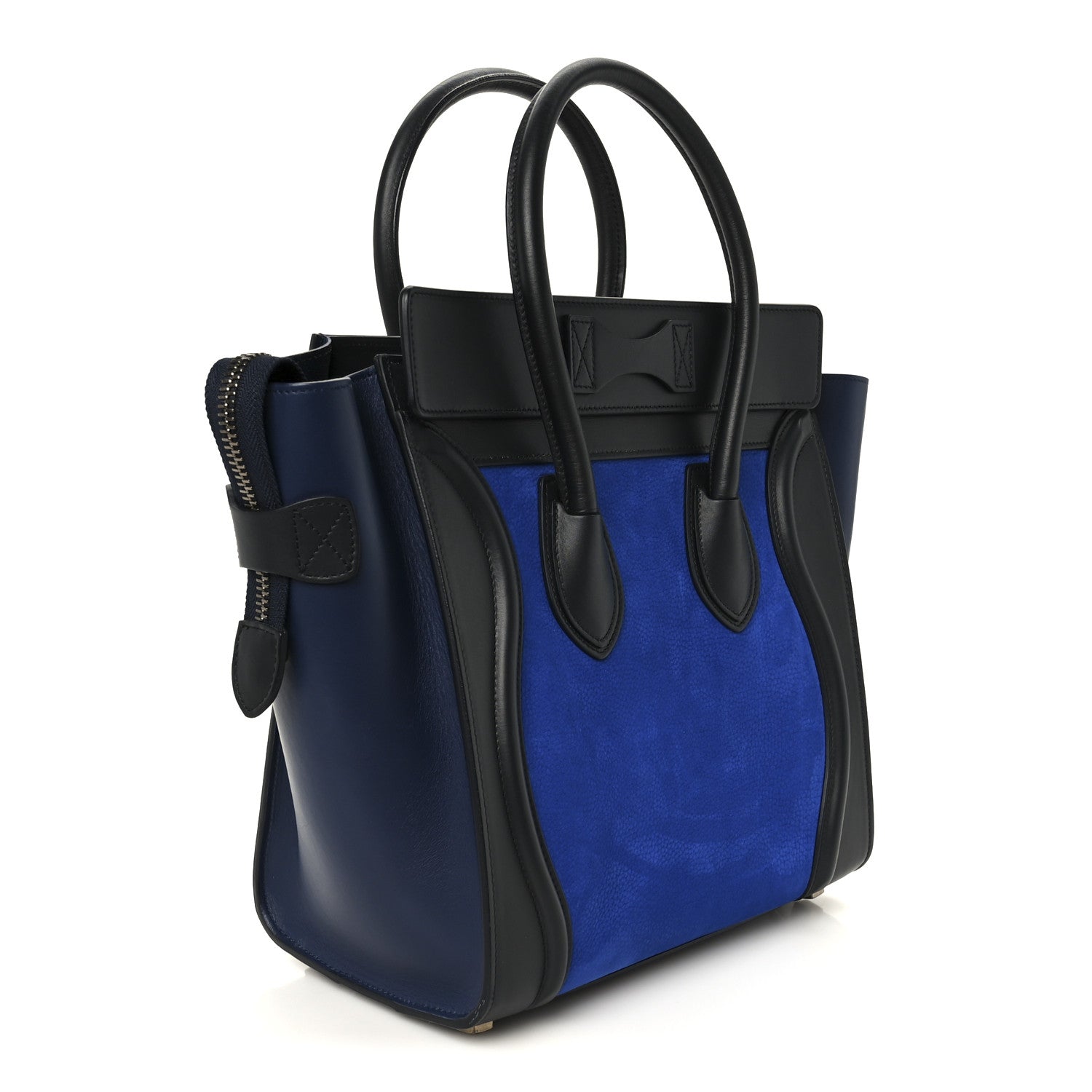 Celine Nubuck Smooth Calfskin Micro Tri-Color Luggage Bright Blue 3 of 10