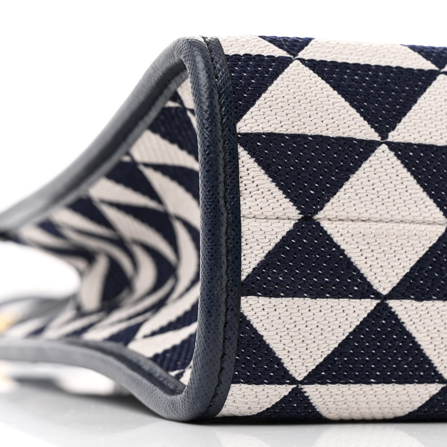 Jacquard Saffiano Triangolo Symbole Embroidered Small Tote Baltico Talco