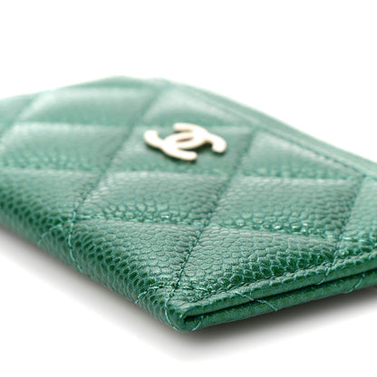 Chanel Metallic Caviar Quilted Card Holder Green 11 of 12