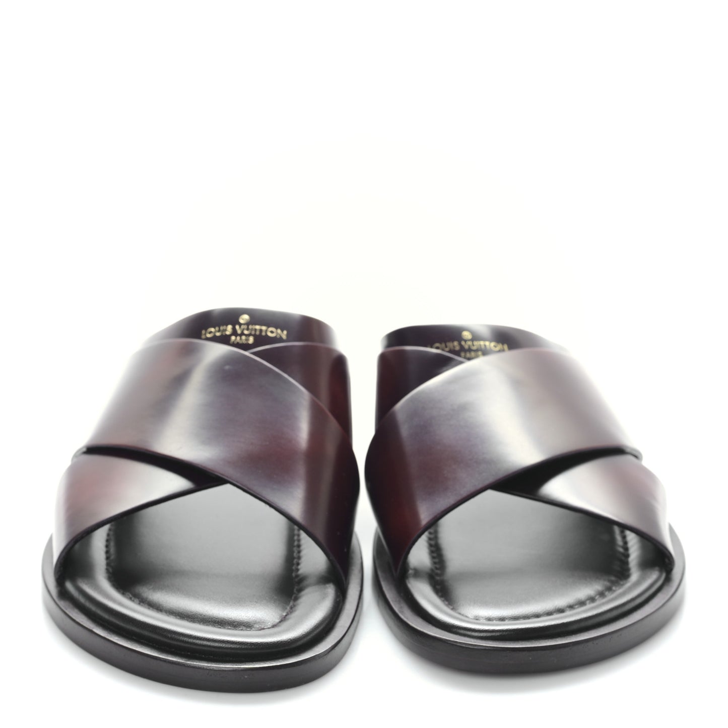 Calfskin Criss Cross Men Sandals 8 Burgundy