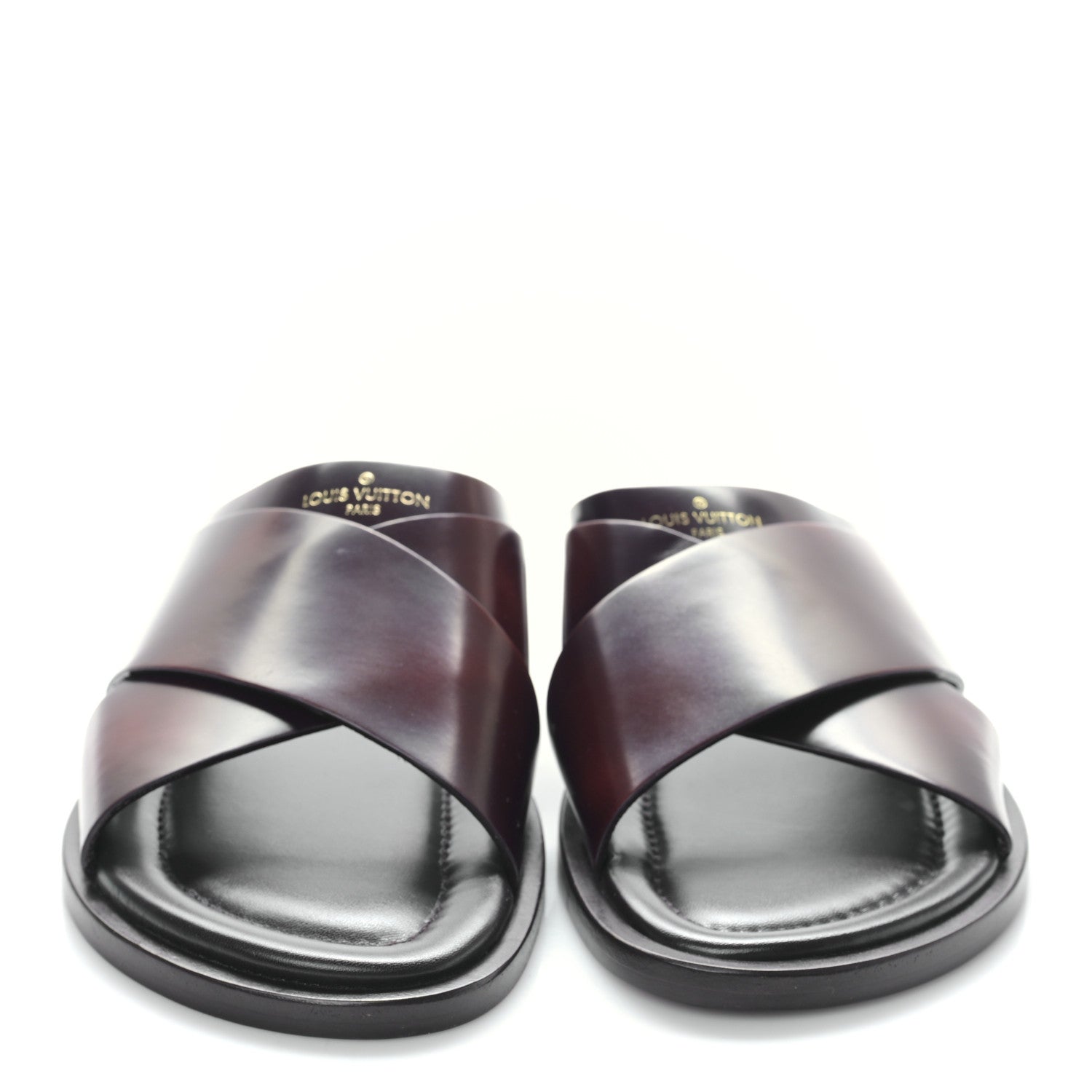 Louis Vuitton Calfskin Criss Cross Men Sandals 8 Burgundy 2 of 9