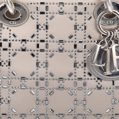 Christian Dior Satin Crystal Cannage Mini Lady Dior Gray 8 of 10