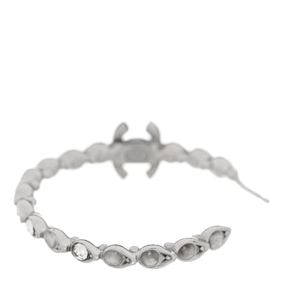 Chanel Metal Crystal CC Hoop Earrings Silver 4 of 4