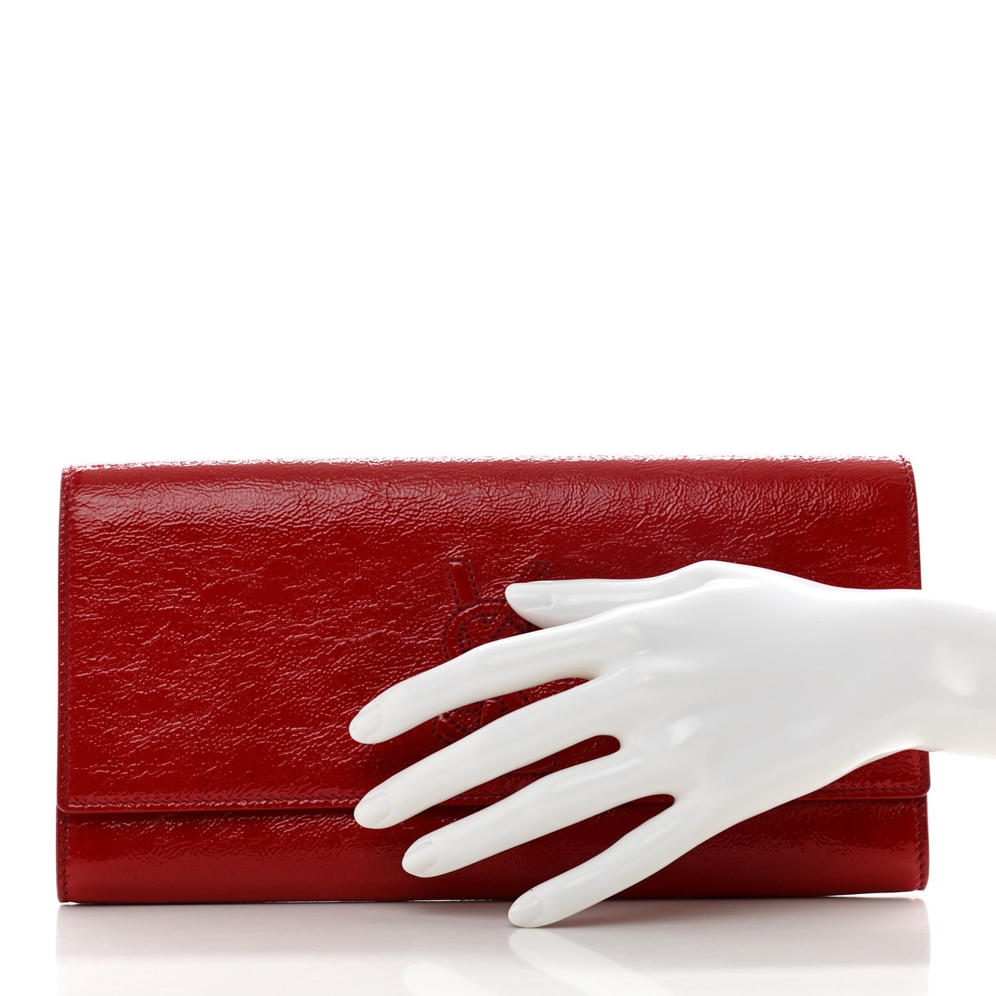 Textured Patent Monogram Large Belle De Jour Clutch Red