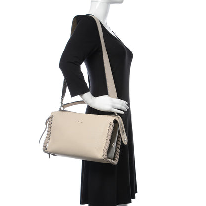 Fendi Cuoio Romano Selleria Vitello Dolce Lace Up Lei Boston Tote Camelia Milk Grigio Polvere 2 of 12