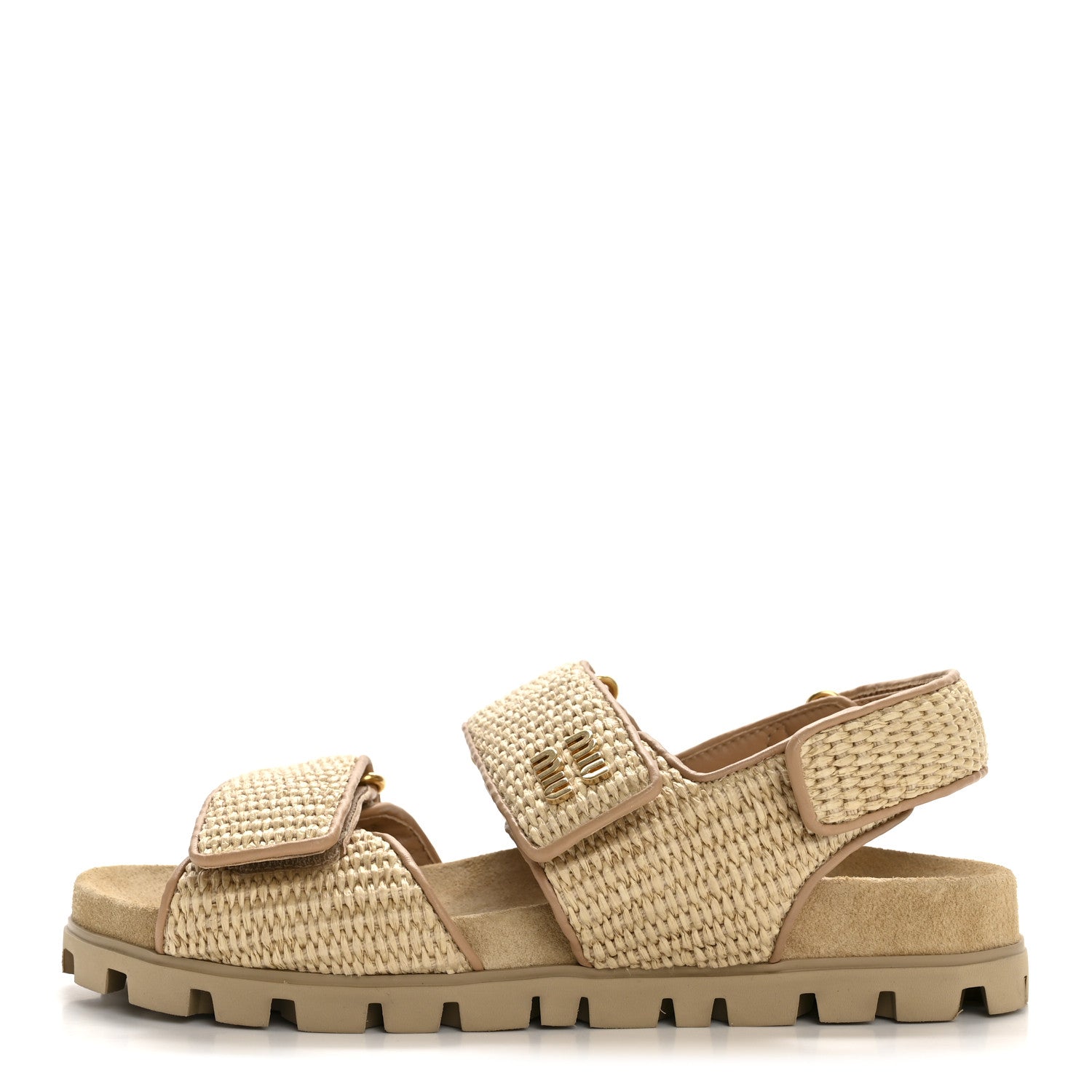 Miu Miu Raffia Sporty Sandals 38 Naturale 1 of 8