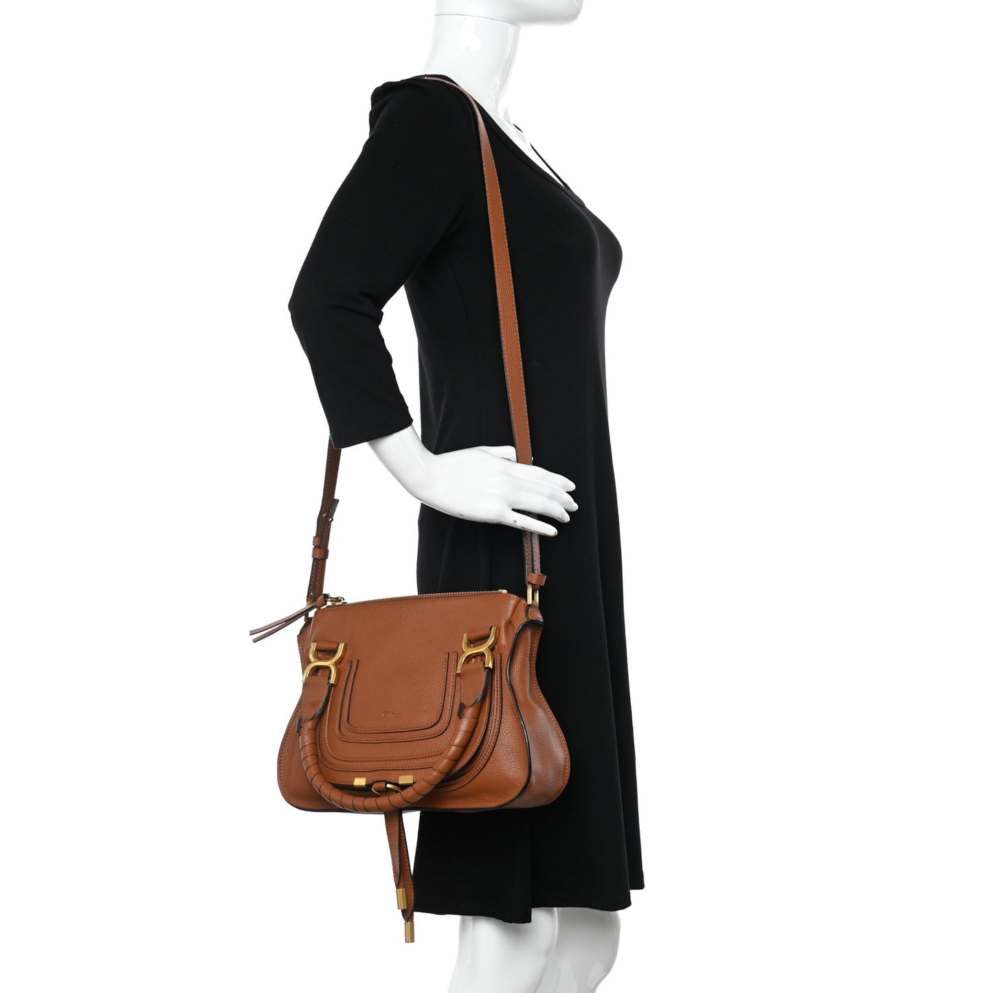 Calfskin Small Marcie Satchel Tan
