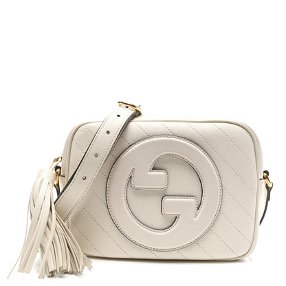 Gucci Sakai Be Green Calfskin Diagonal Stitched Small Blondie Shoulder Bag Mystic White 1 of 9