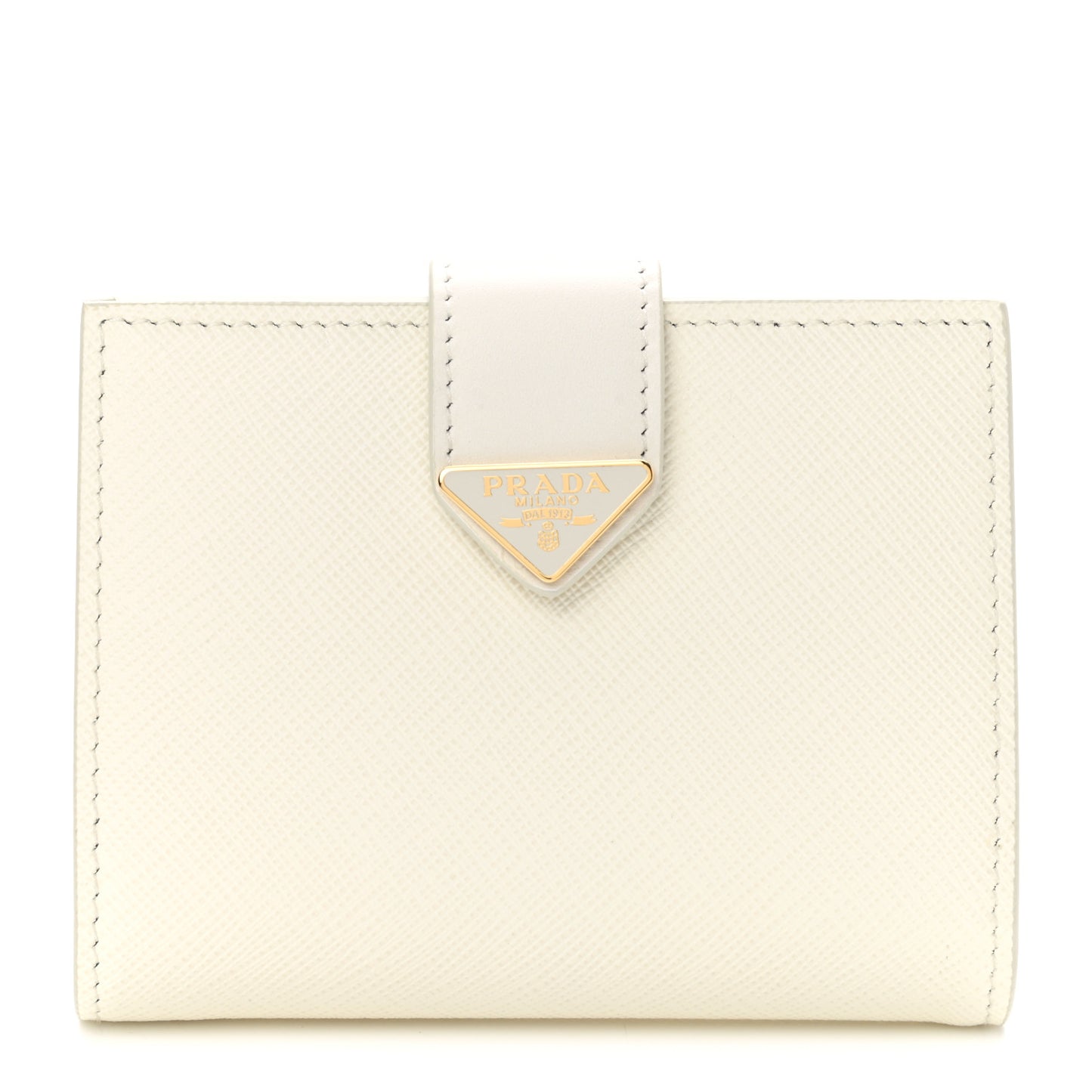 Saffiano Small Triangle Wallet White