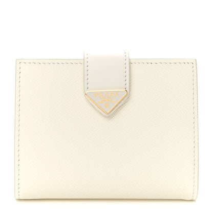 Prada Saffiano Small Triangle Wallet White 1 of 6
