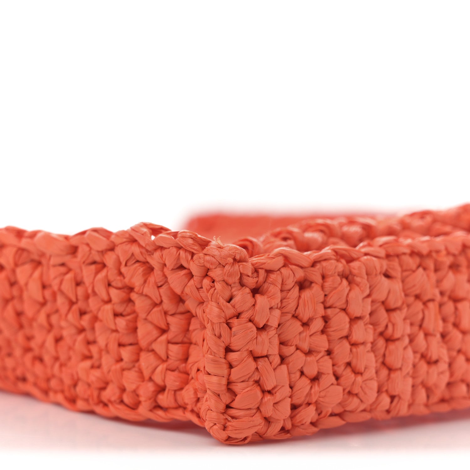 Prada Yarn Raffia Effect Crochet Logo Embroidered Tote Bag Arancio 8 of 9