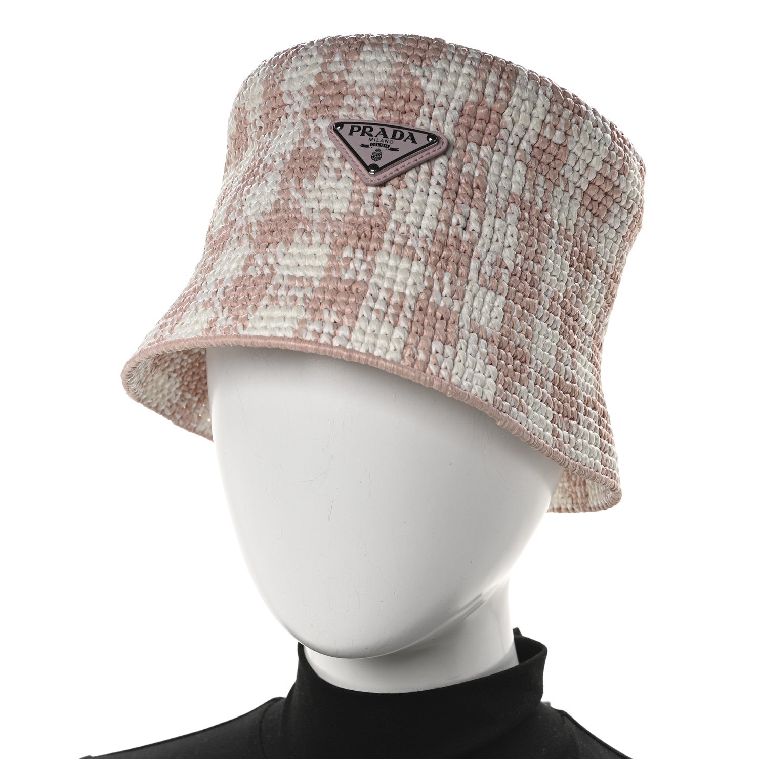 Prada Yarn Raffia Effect Crochet Triangle Bucket Hat M Alabastro 4 of 12