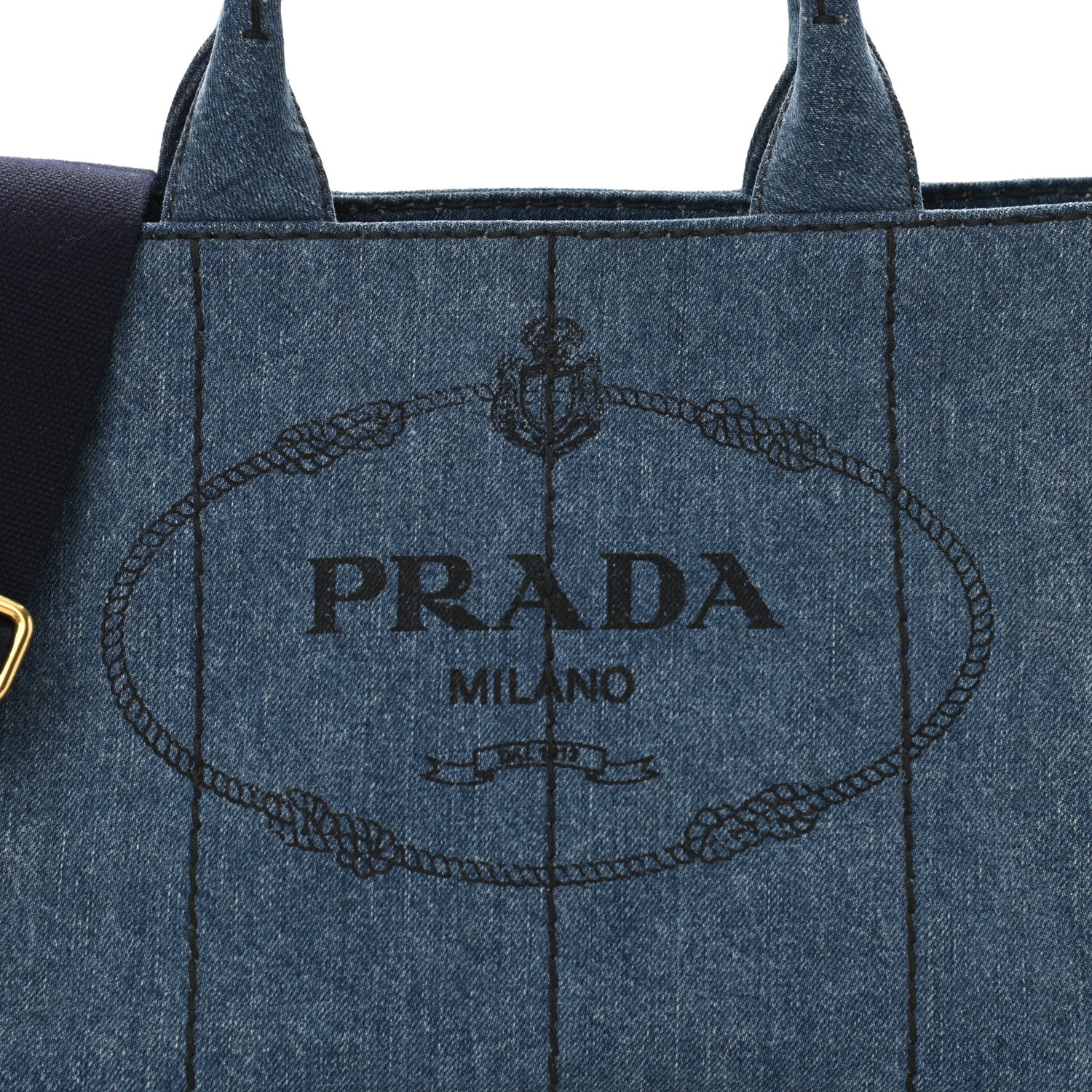Prada Denim Small Logo Tote Bleu 9 of 11