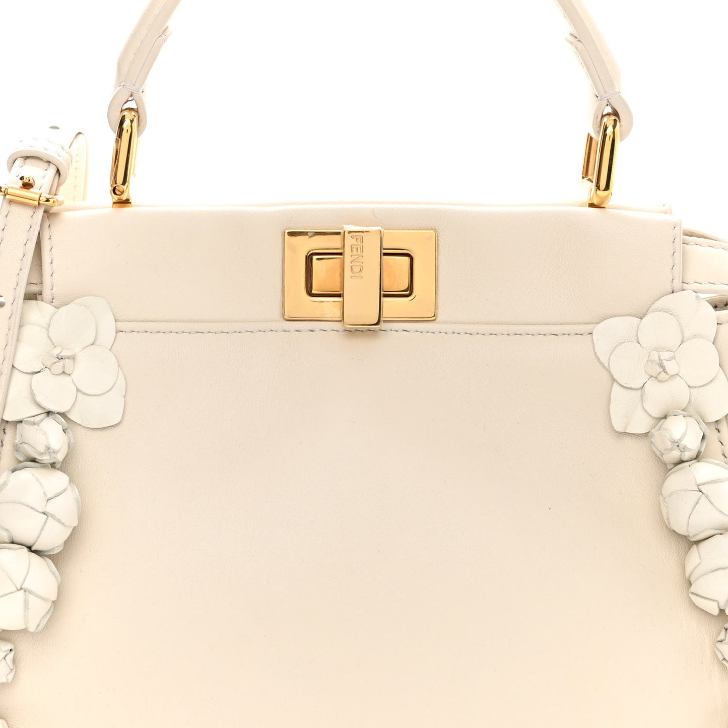Nappa Rosebud Mini Peekaboo Iconic Satchel Bianco