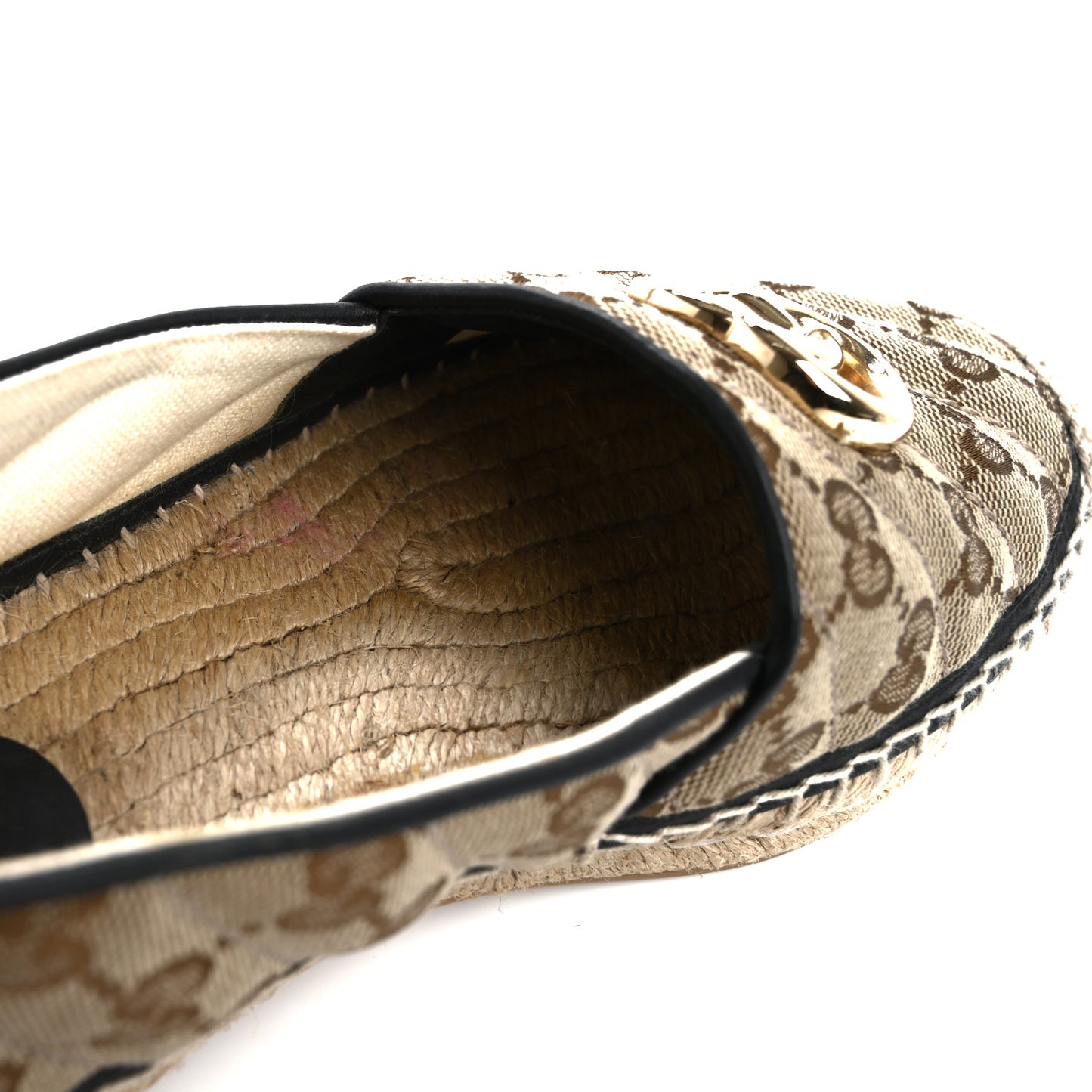 Monogram Matelasse Diagonal GG Marmont Espadrilles 35 Beige Ebony Black