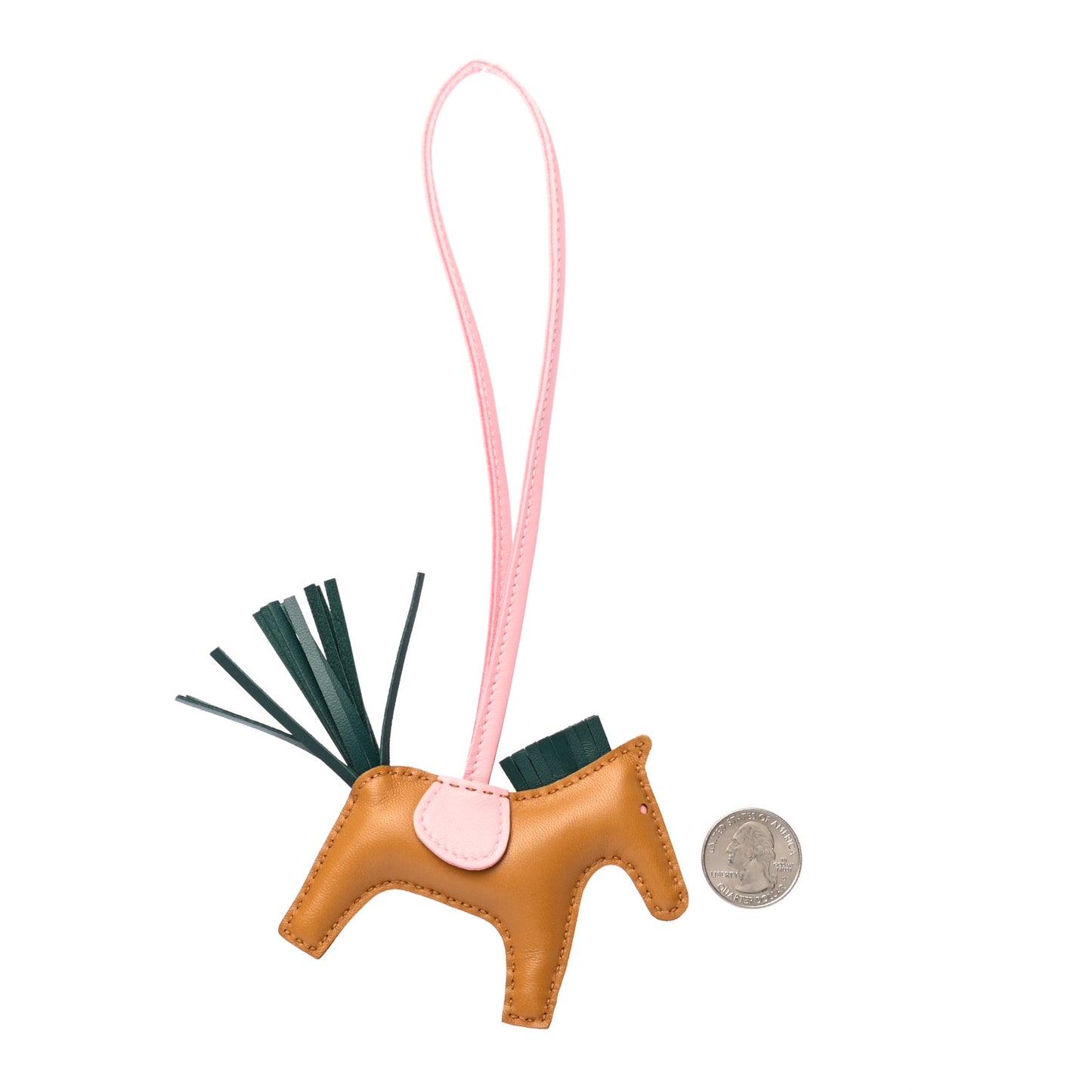 Milo Lambskin Grigri Rodeo Horse Bag Charm PM Sesame Malachite Rose Sakura