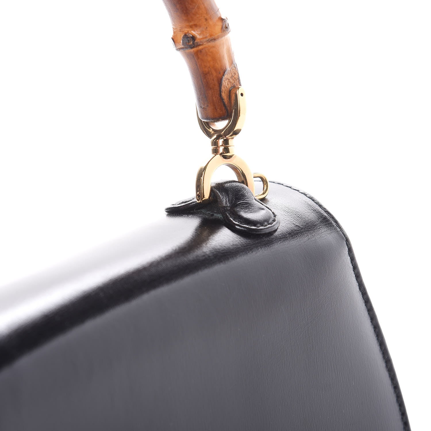 Gucci Calfskin Bamboo Top Handle Bag Black 11 of 17