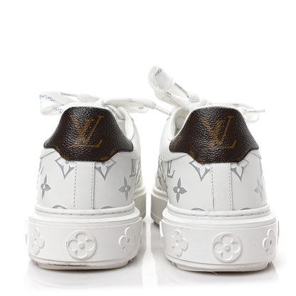 Louis Vuitton Calfskin Monogram Debossed Time Out Sneakers 39 White Silver 5 of 8