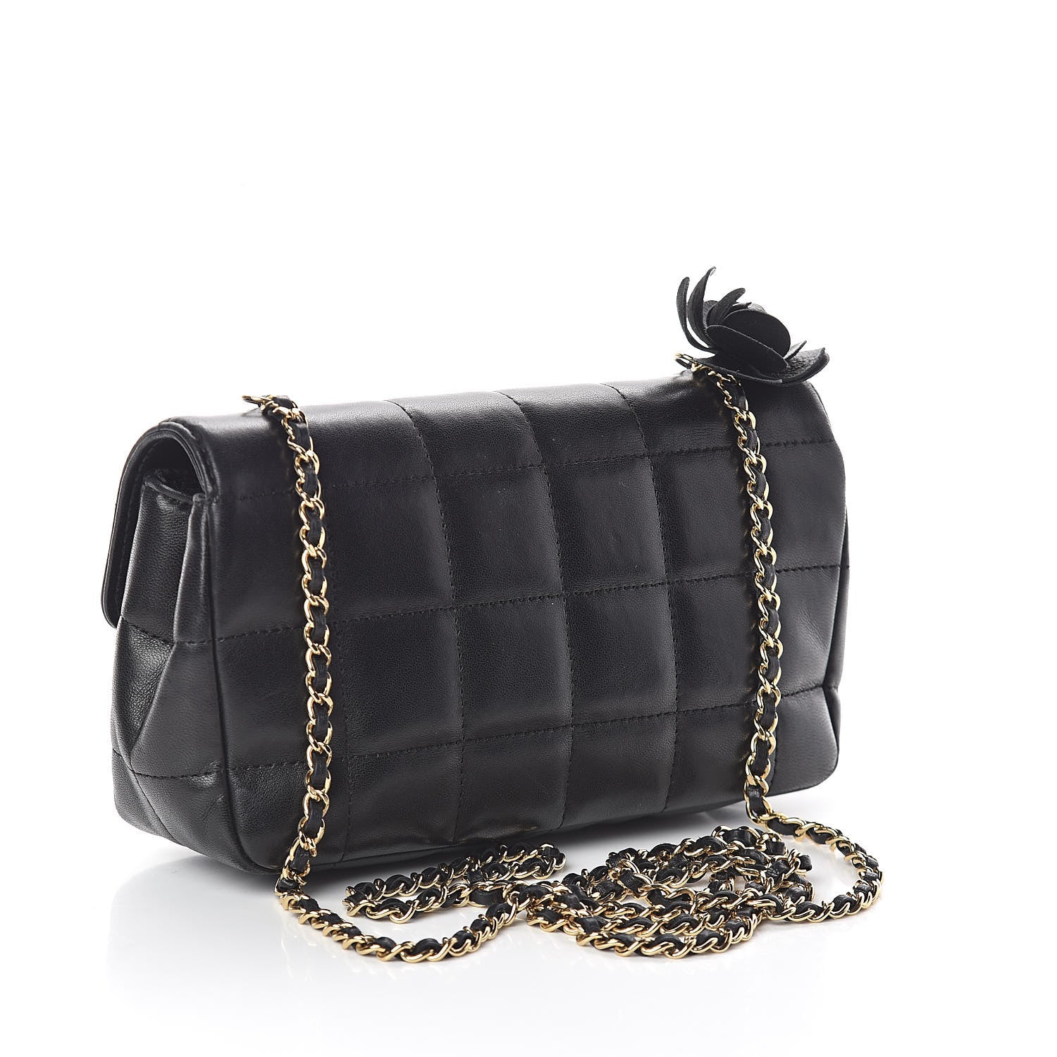 Chanel Lambskin Quilted Mini Chocolate Bar Camellia Flap Black 3 of 11