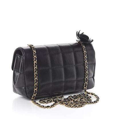 Chanel Lambskin Quilted Mini Chocolate Bar Camellia Flap Black 3 of 11