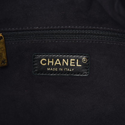 Chanel Calfskin Stitched Medium Drawstring CC Bag Black 5 of 9