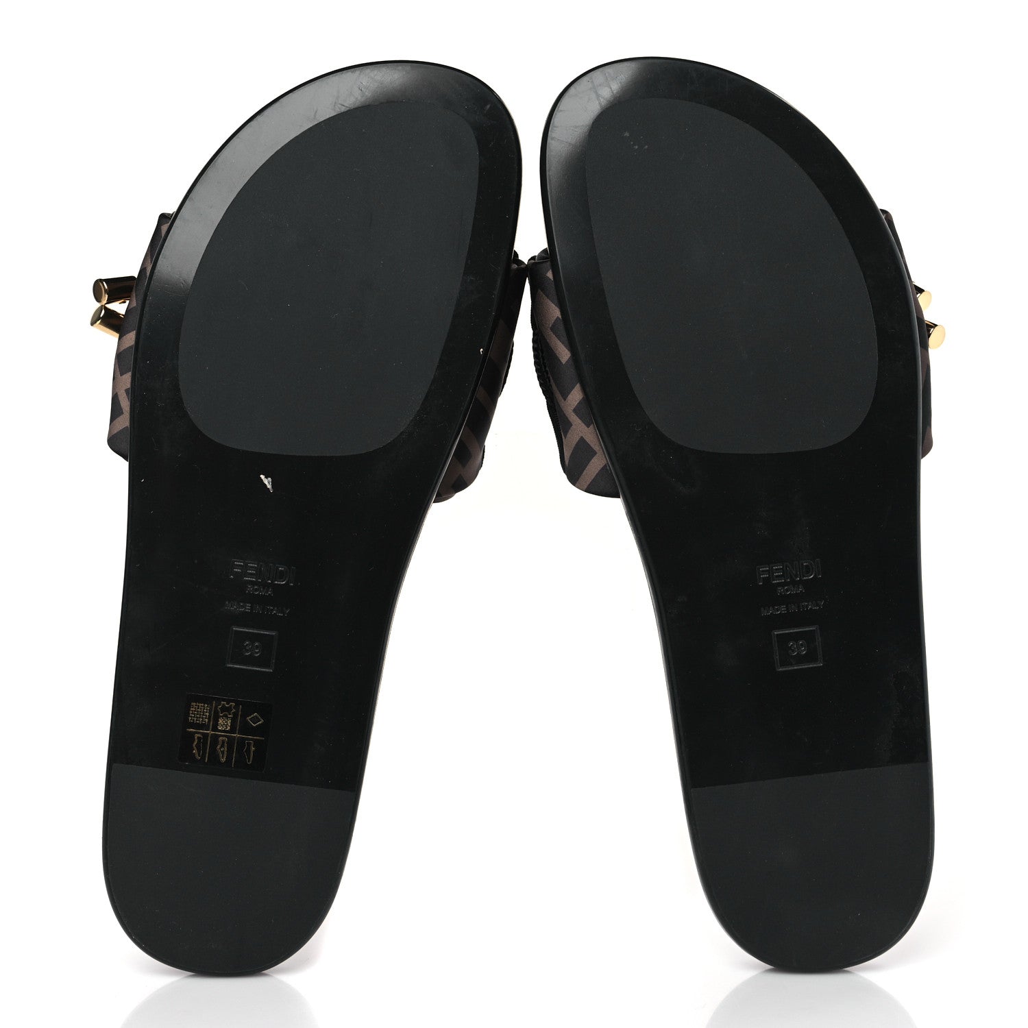 Fendi Satin FF Fendi Feel Slide Sandals 39 Tobacco Black 17 of 21