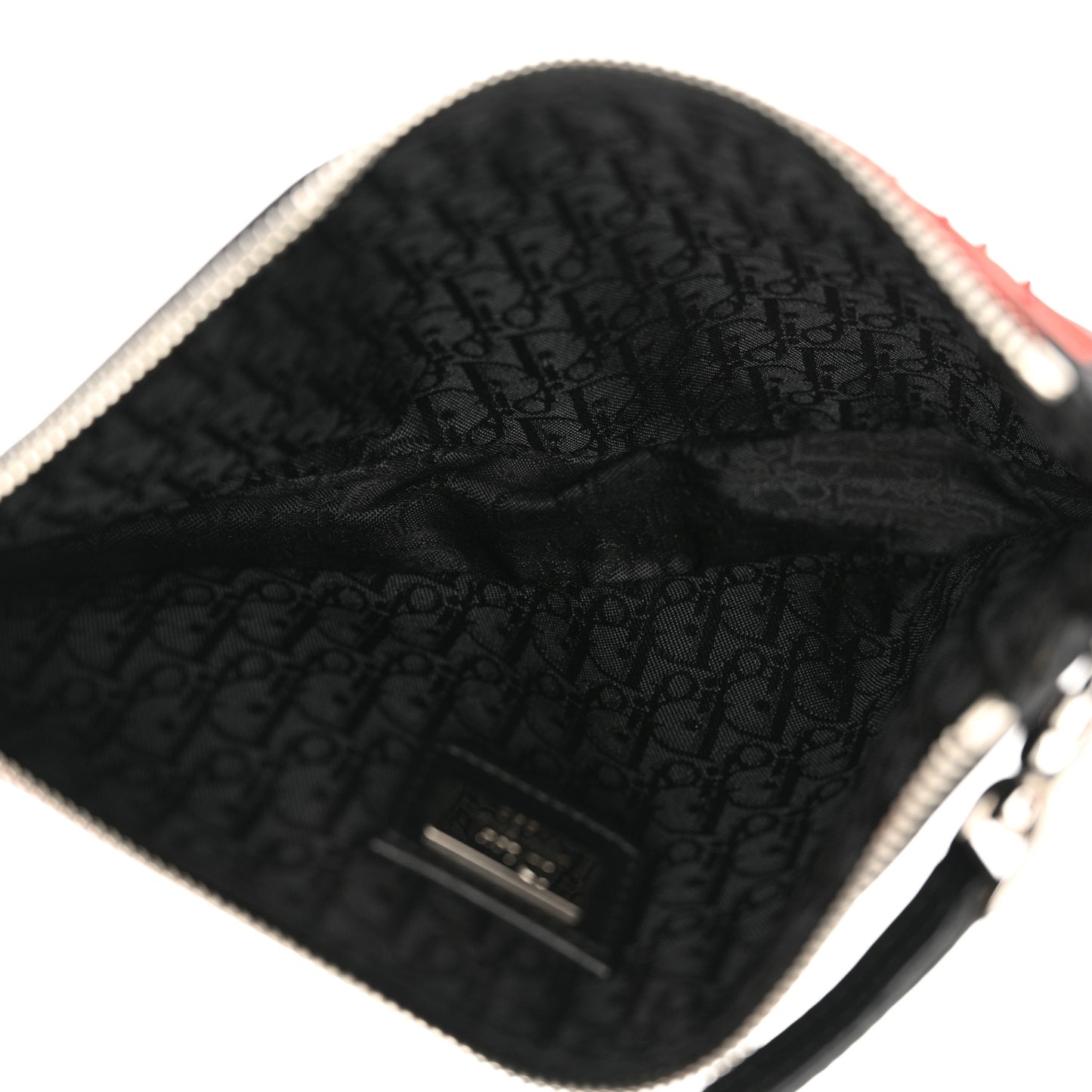 Canvas Stitched Flower Sequins Mini Saddle Pochette Black Red