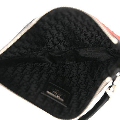 Christian Dior Canvas Stitched Flower Sequins Mini Saddle Pochette Black Red 5 of 11