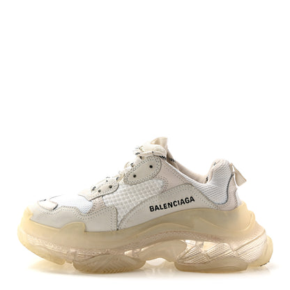 Balenciaga Fabric Mesh Clear Sole Womens Triple S Sneakers 37 White 1 of 21
