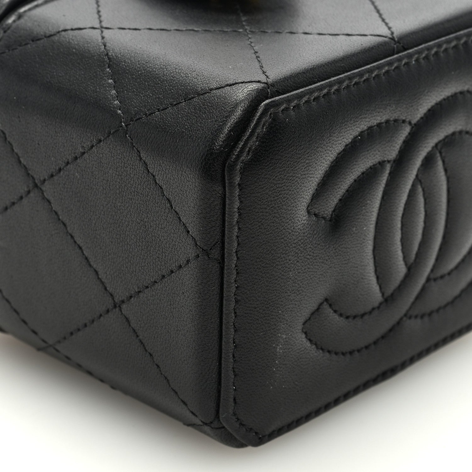 Chanel Lambskin Quilted Vanity Clutch With Chain Black 10 of 12