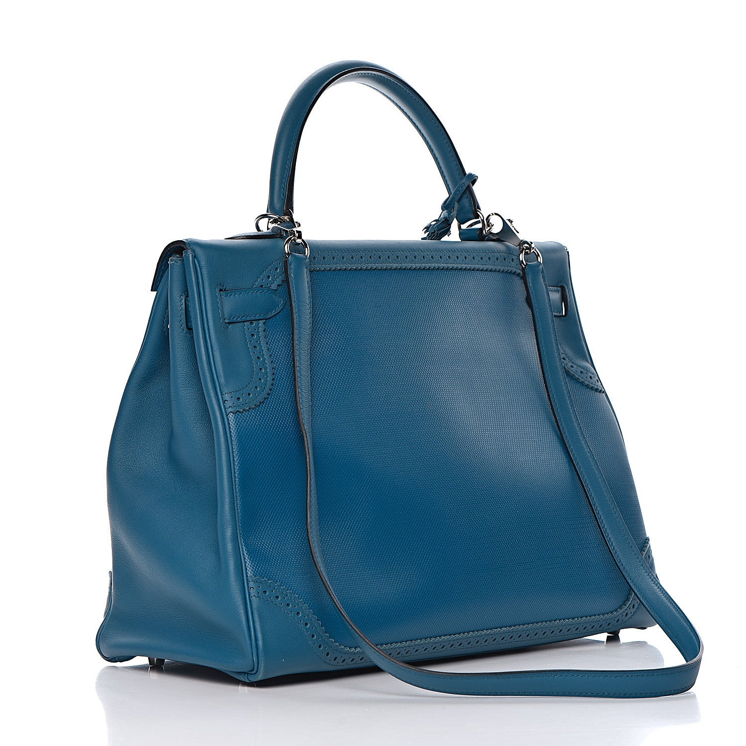Hermes Swift Grain d'H Ghillies Kelly 35 Bleu Izmir 3 of 44