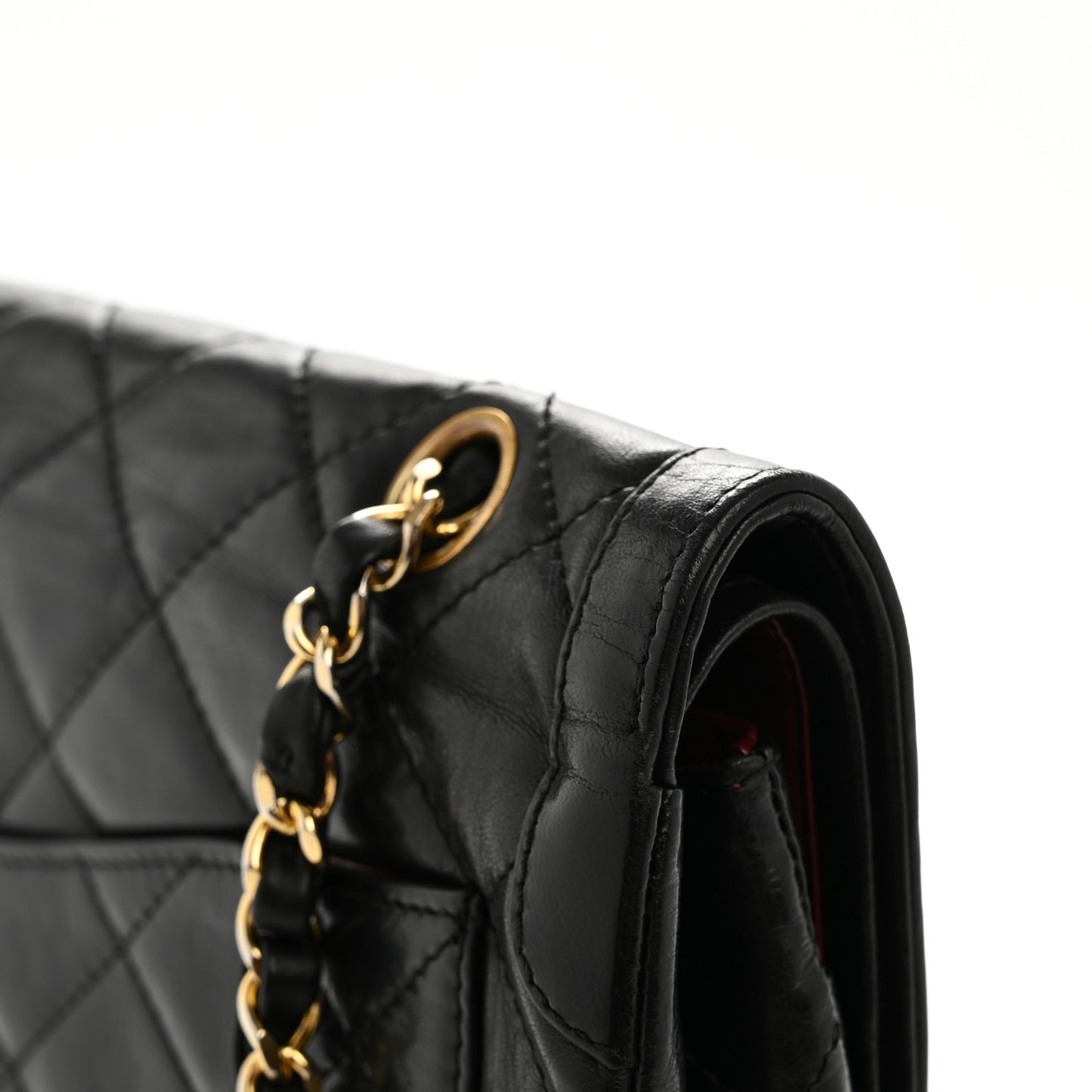 Lambskin Medium Double Flap Black