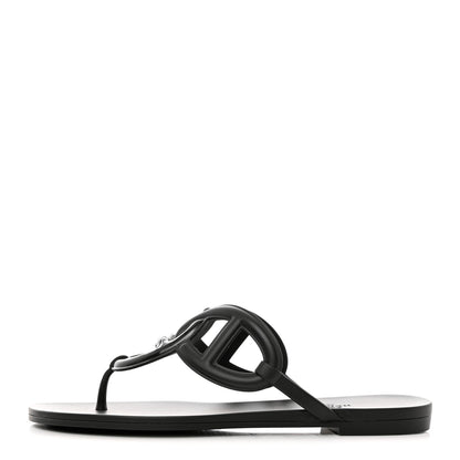 Hermes Rubber Womens Egerie Sandals 38 Black 1 of 9