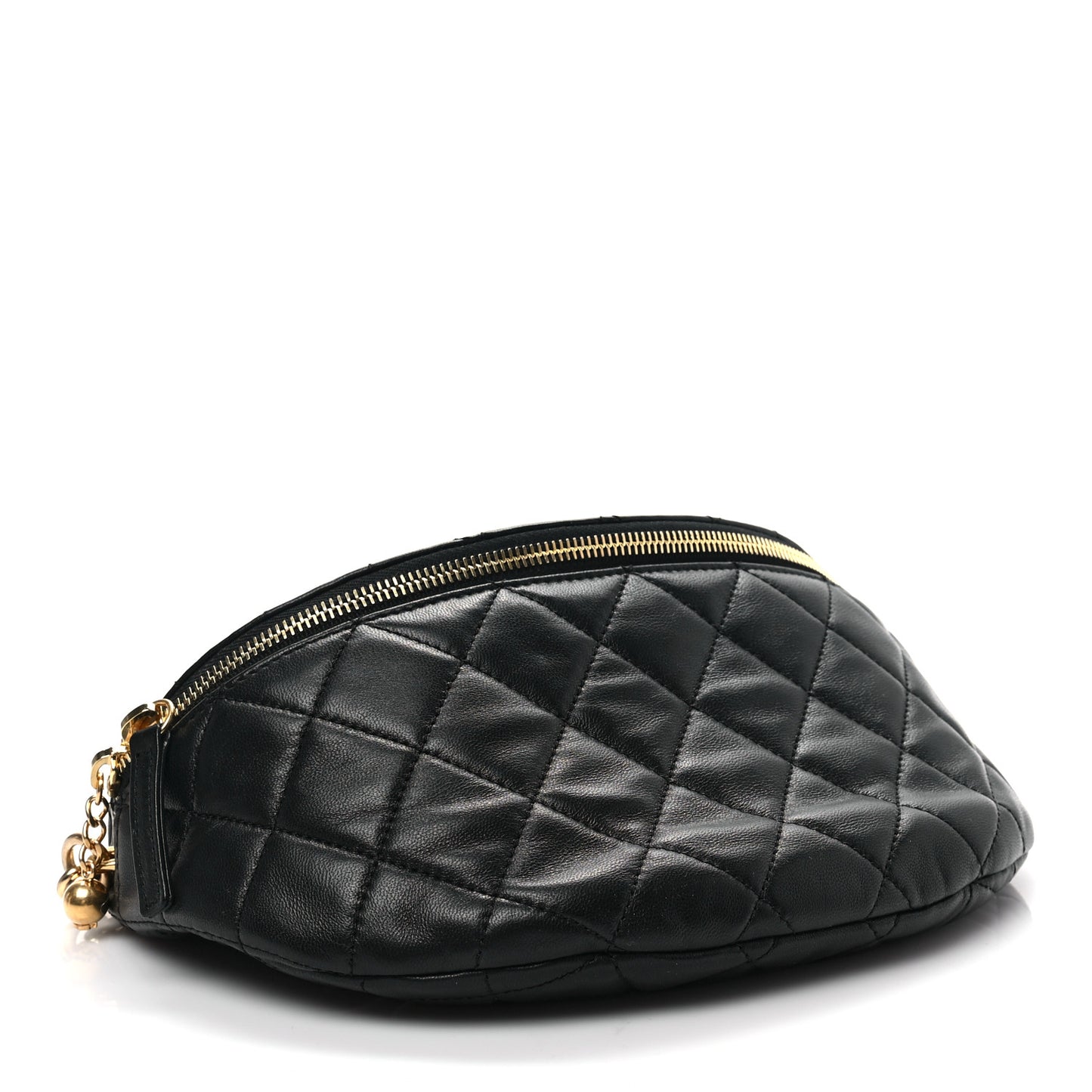 Lambskin Pearl Quilted CC Belt Bag Black