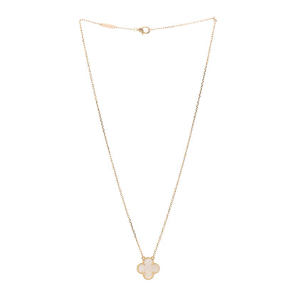 Van Cleef & Arpels 18K Yellow Gold Mother of Pearl Vintage Alhambra Pendant Necklace 3 of 6