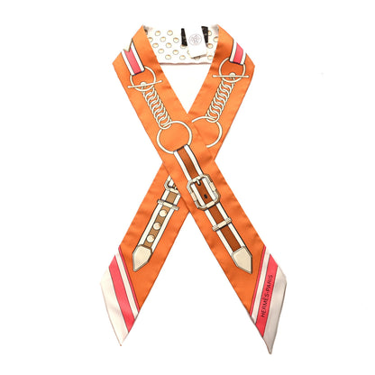 Hermes Silk Grand Tralala Twilly Creme Roux Corail 1 of 4