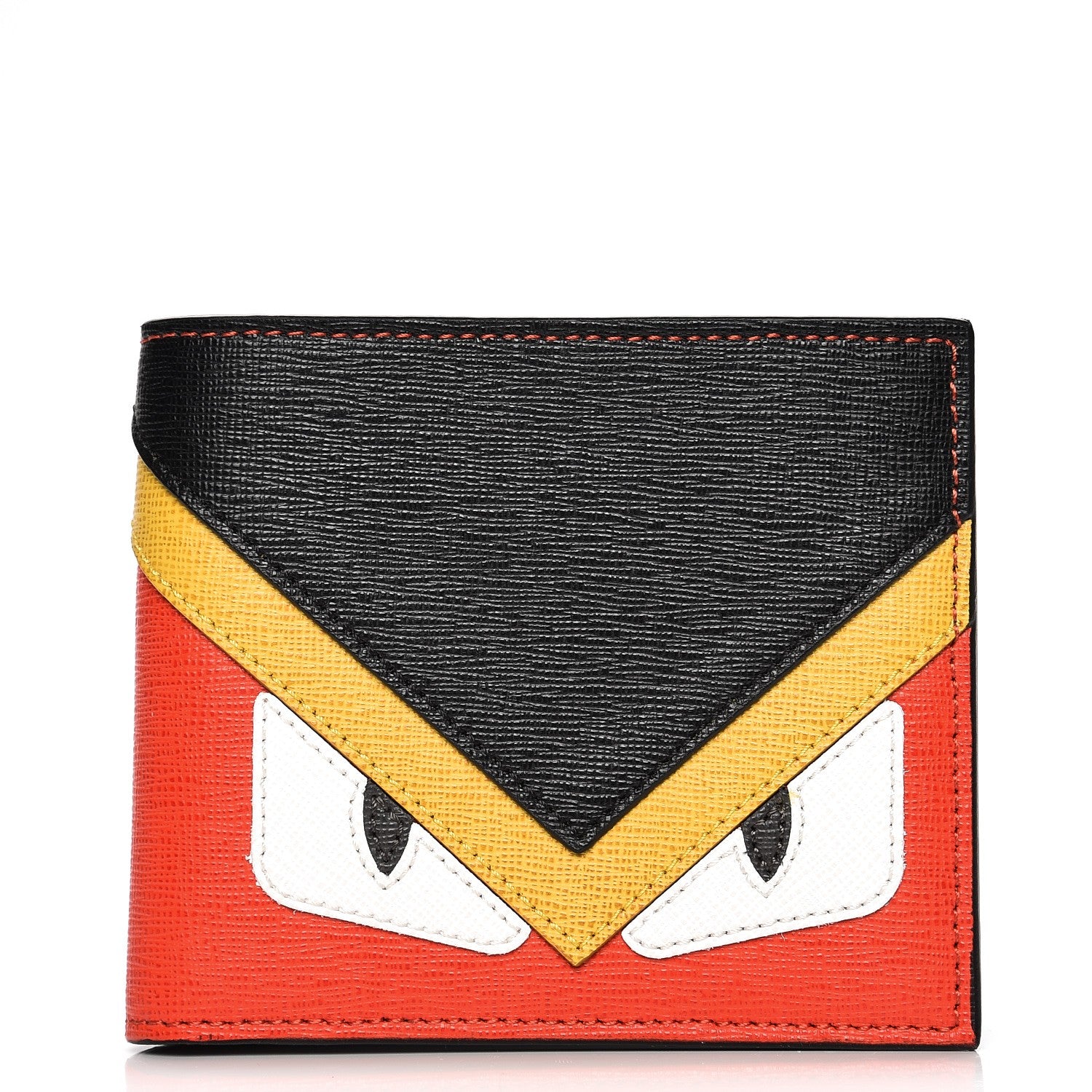 Fendi Vitello Elite Monster Eyes Inlay Bi-Color Wallet Red Multicolor 1 of 6