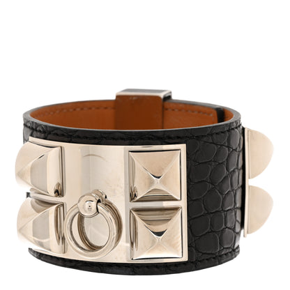 Hermes Matte Alligator Collier De Chien CDC Bracelet S Black 1 of 7