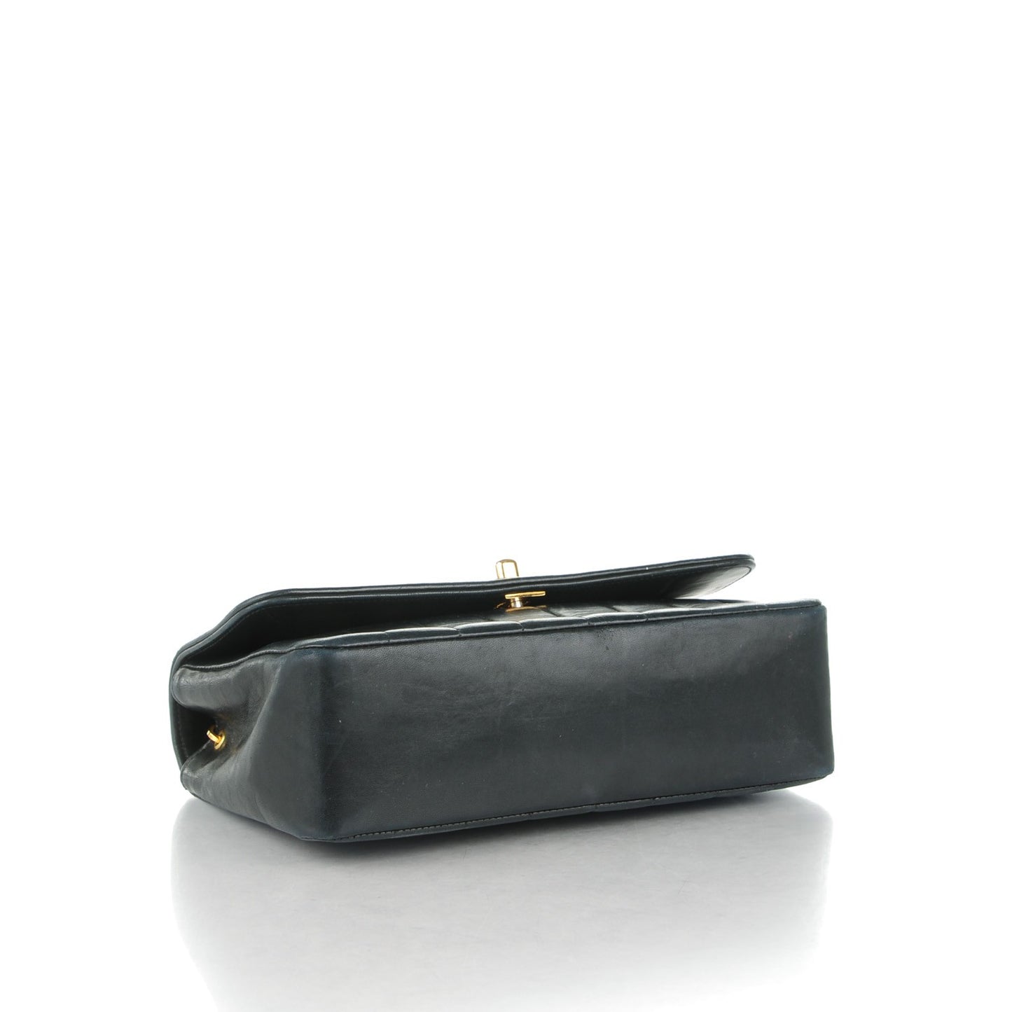 Lambskin Vertical Quilted Small Single Flap Black