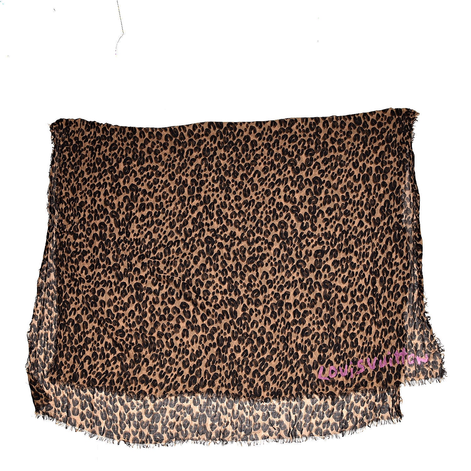 Louis Vuitton Cashmere Silk Leopard Etole Stole Marron 2 of 4
