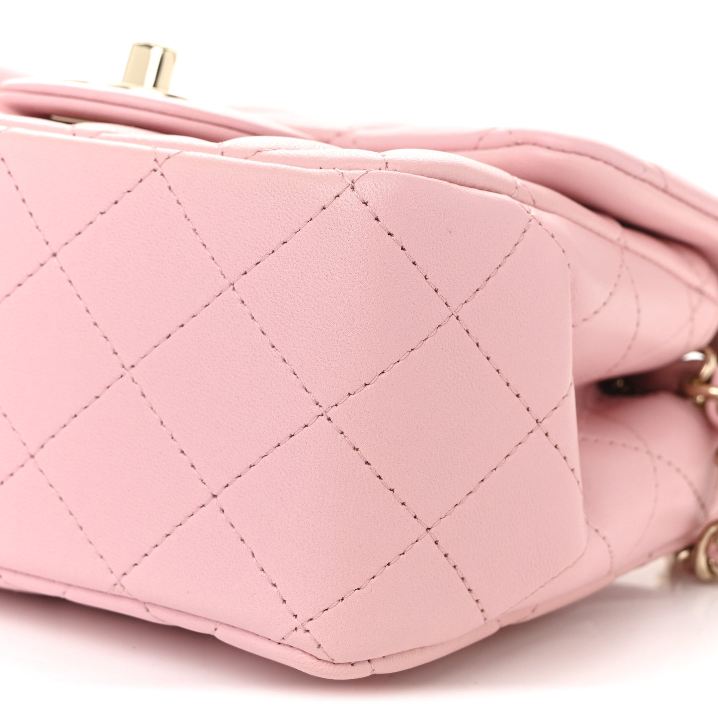 Lambskin Quilted Mini Square Flap Light Pink