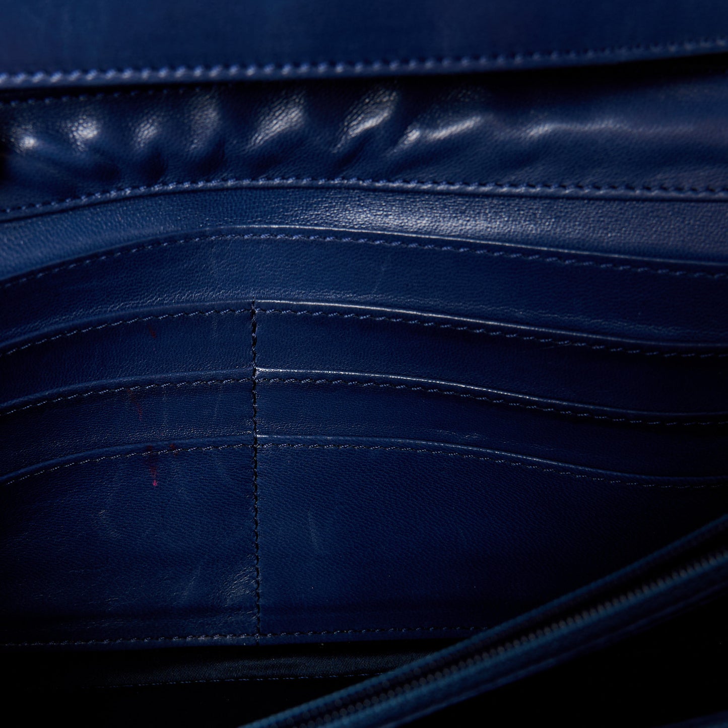 Lambskin Quilted Chain Clutch Flap Navy