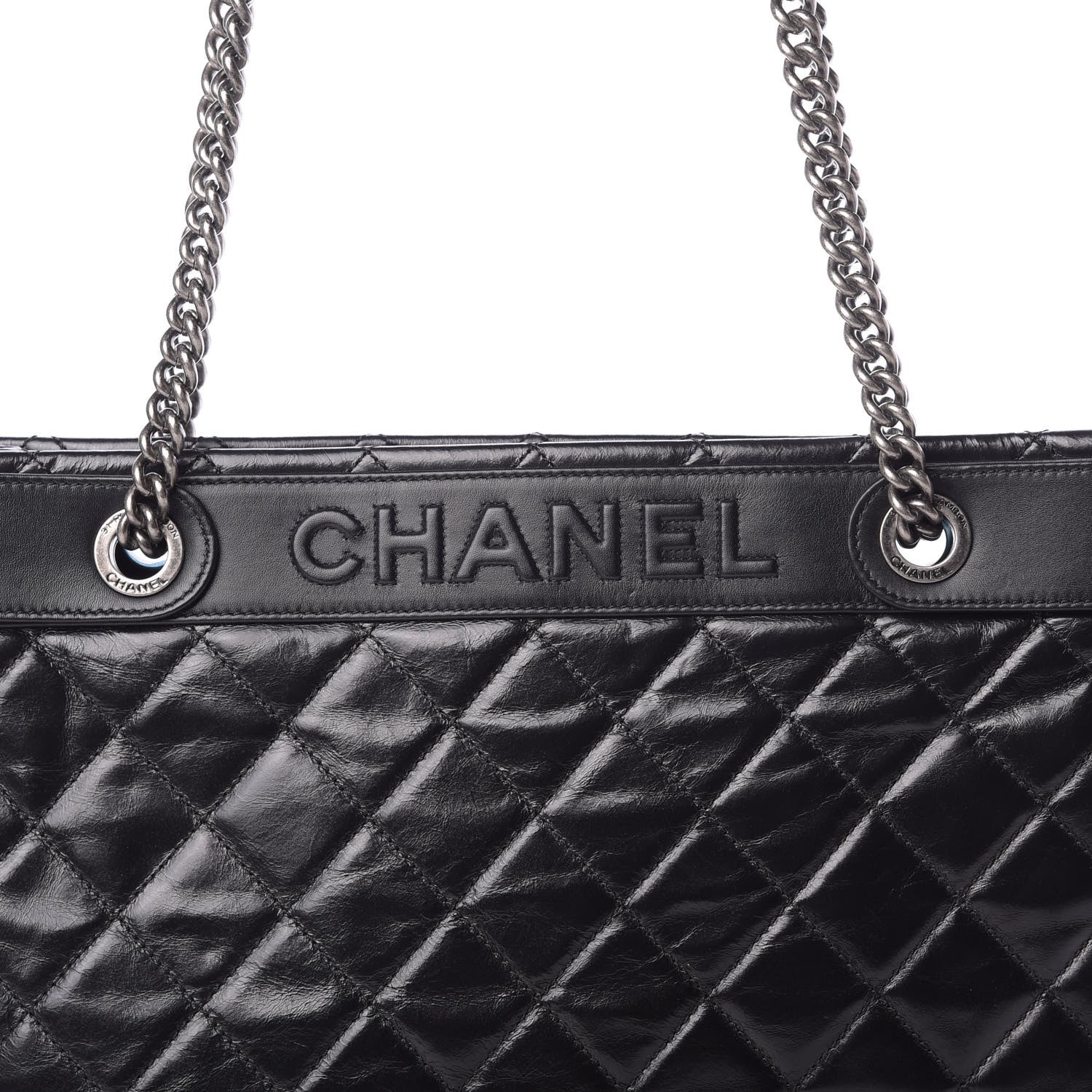 Chanel Glazed Calfskin Quilted Shopping Tote Black 8 of 12