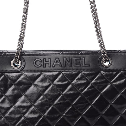Chanel Glazed Calfskin Quilted Shopping Tote Black 8 of 12