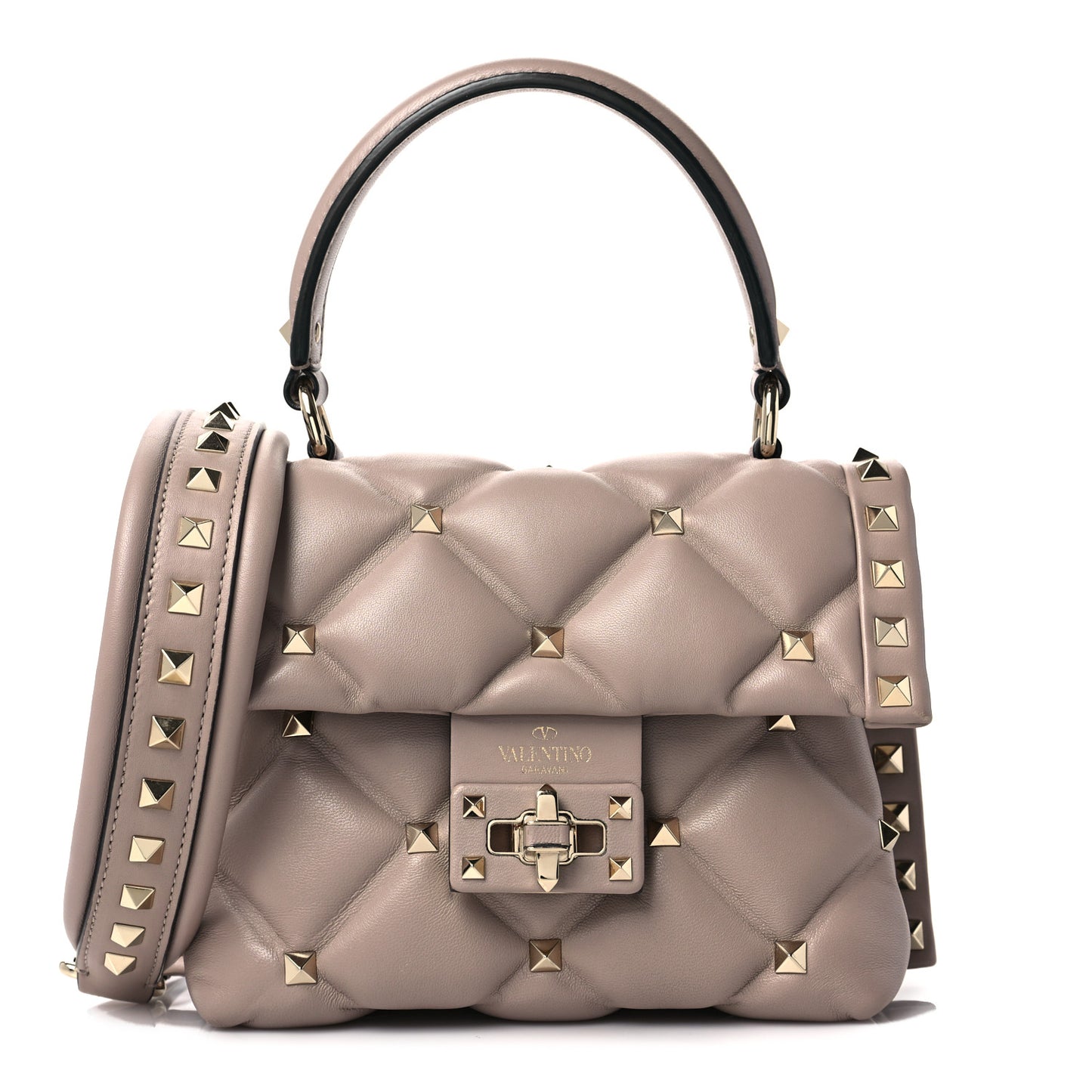 Nappa Mini Candystud Top Handle Bag Poudre