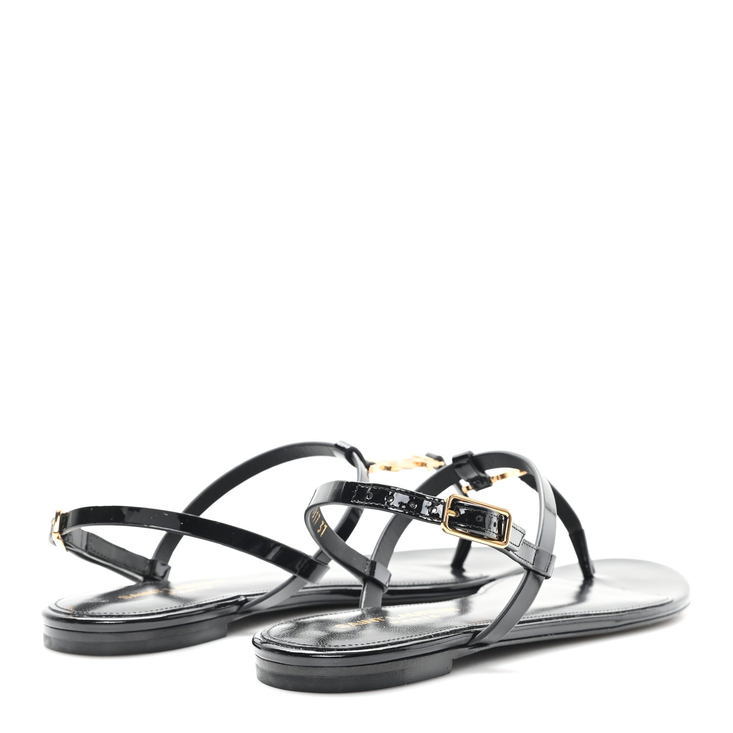 Patent Calfskin Cassandra Monogram Sandals 37 Black